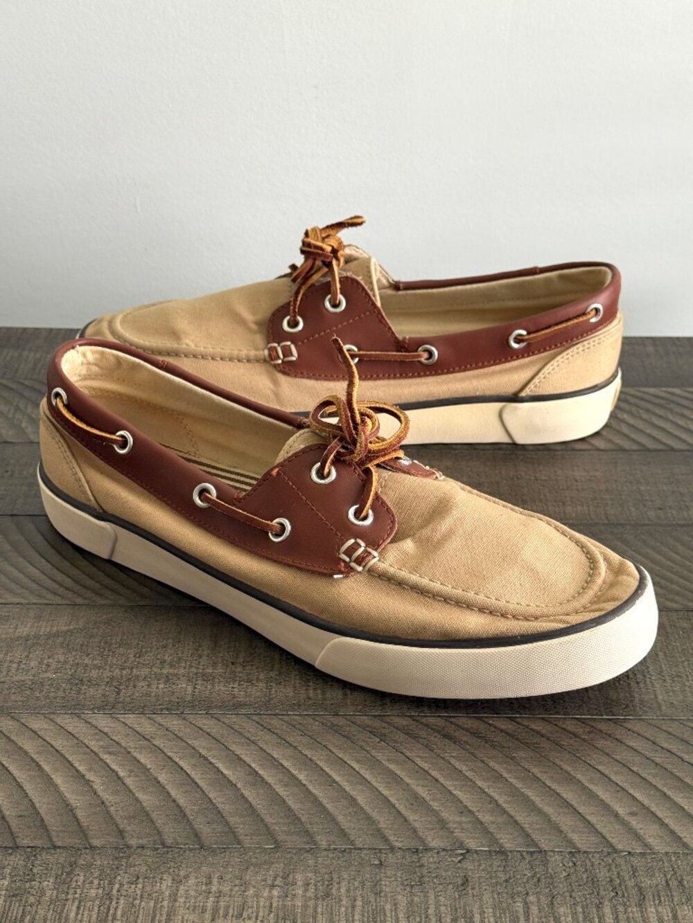 Polo Ralph Lauren Rylander Boat Leather Canvas Shoes | Men's Size 9D
